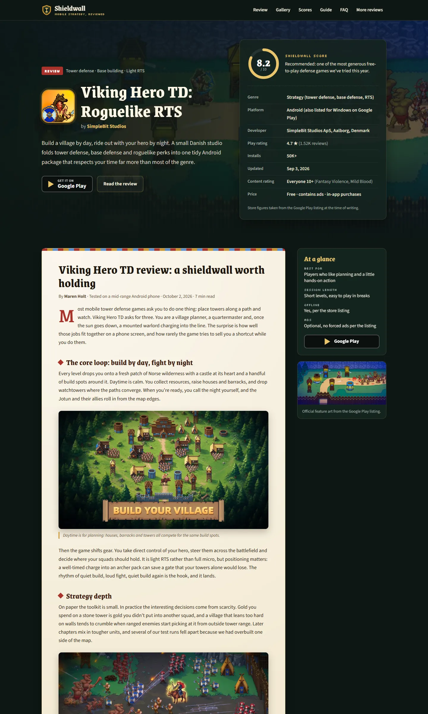 Shieldwall — Strategy Game Review — Strategy game review site · Viking Hero TD screenshot