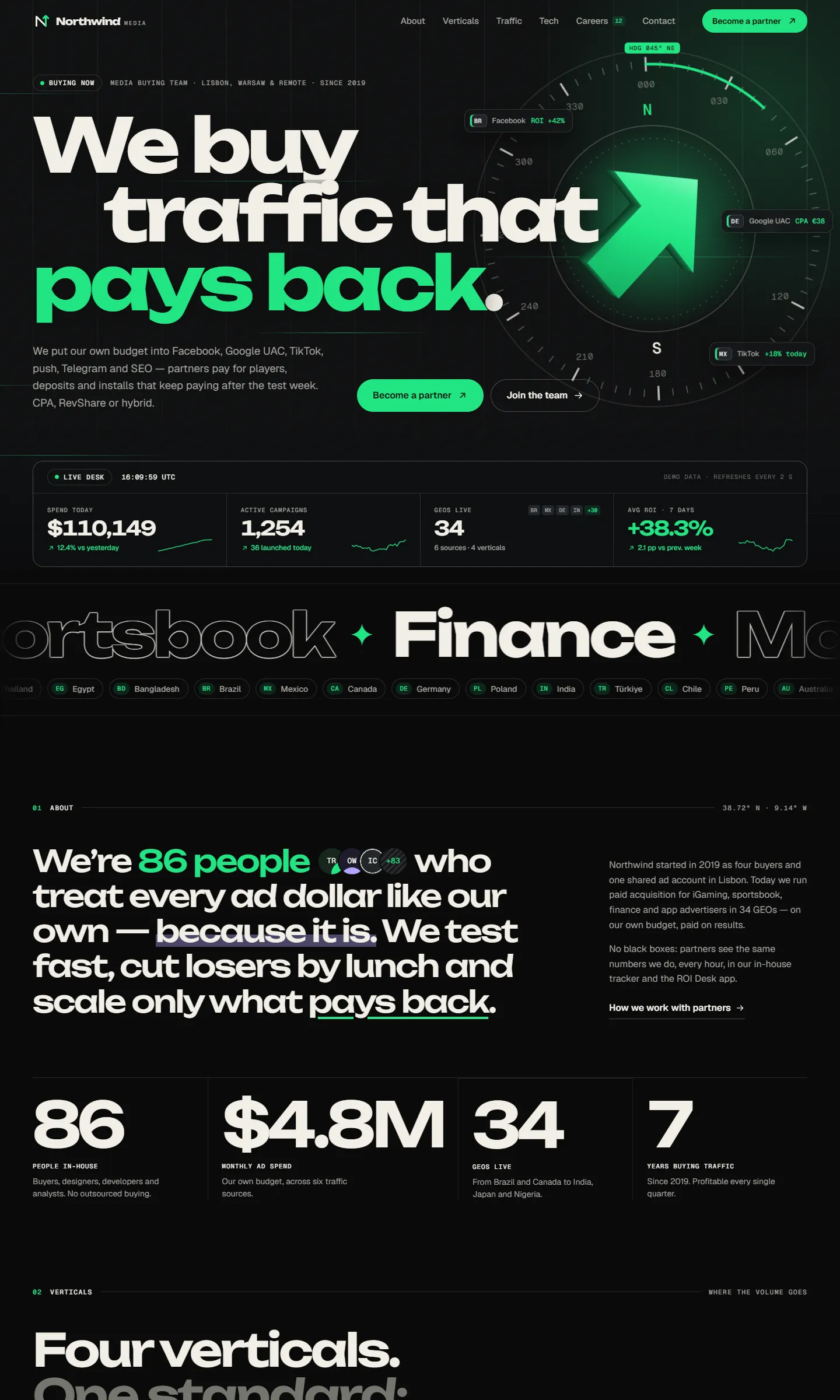 Northwind Media — Media Buying Team Website — Media buying team screenshot