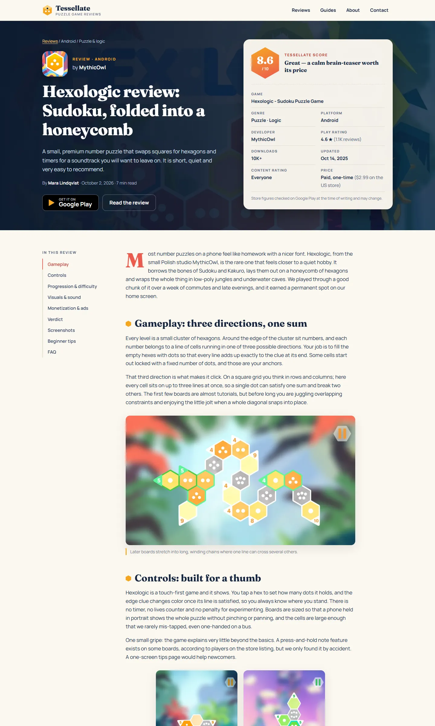 Tessellate — Puzzle Game Review — Puzzle game review site · Hexologic screenshot
