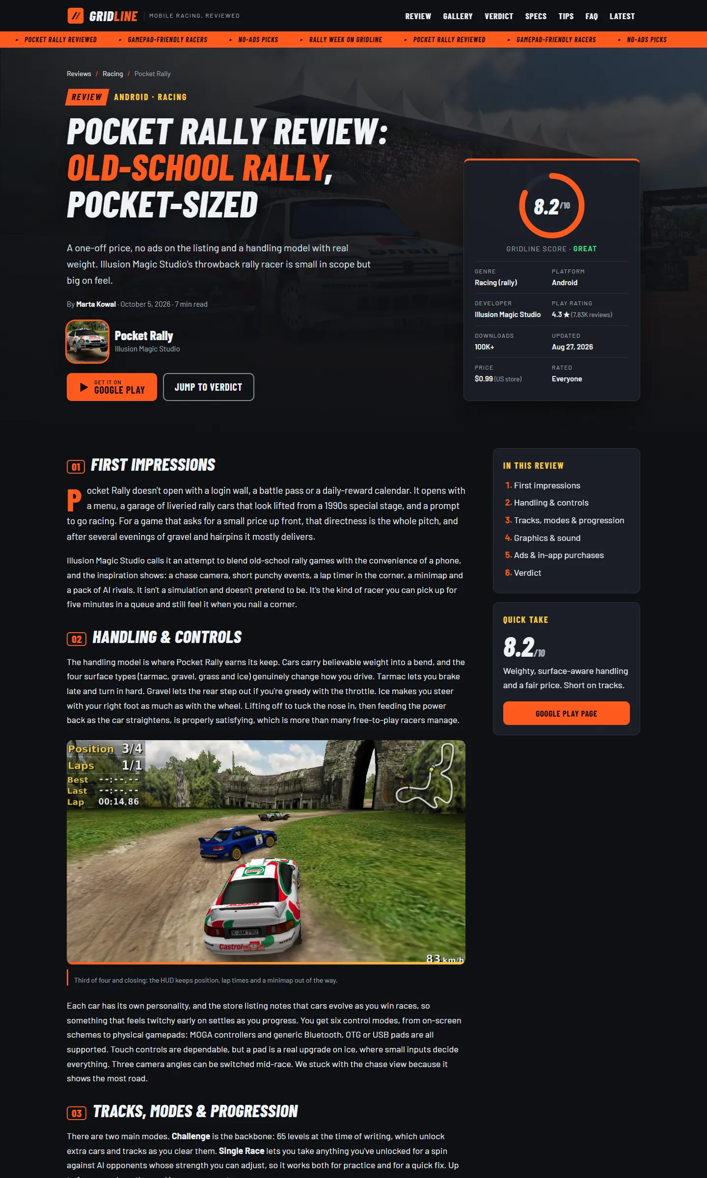Gridline — Racing Game Review — Racing game review site · Pocket Rally screenshot