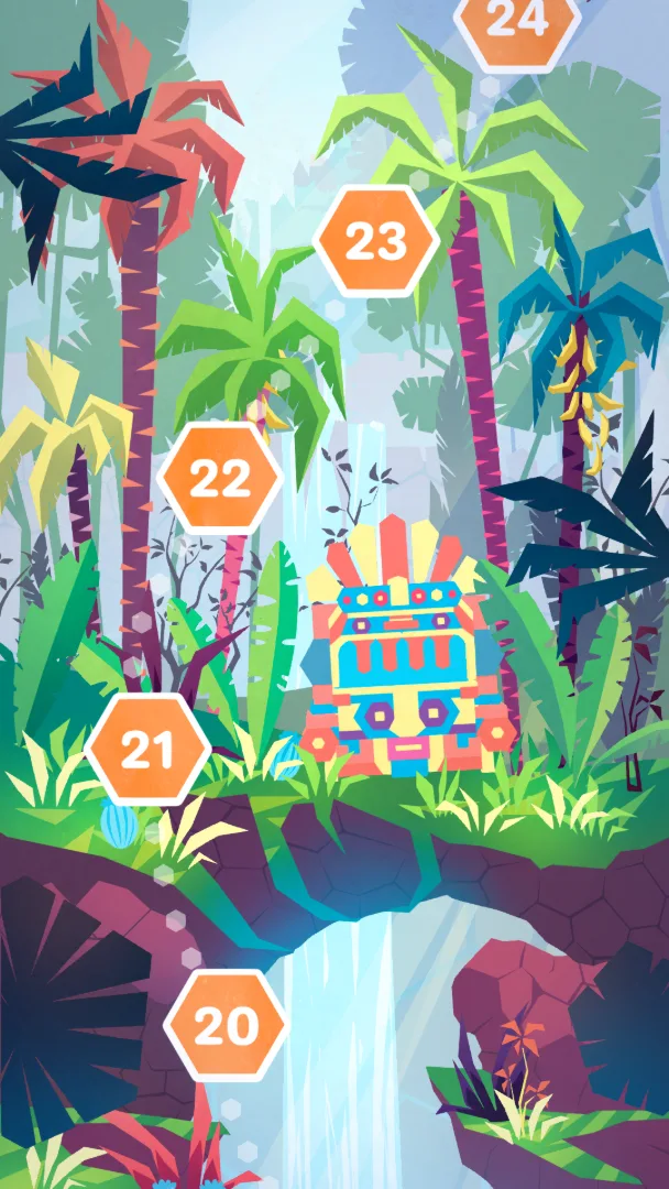Jungle level map with numbered stops 20 to 24