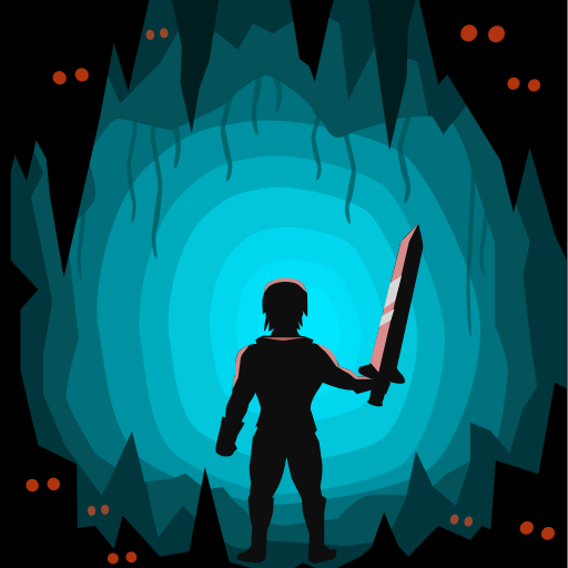 All Who Wander app icon: a swordsman silhouetted in a glowing teal cave