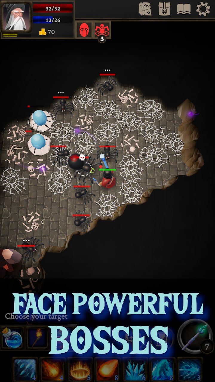A boss encounter in a bone-strewn lair